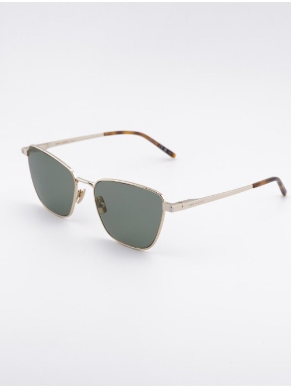 Saint Laurent SL551 003 Sunglasses Gold Cat Eye Frame, Green Lenses